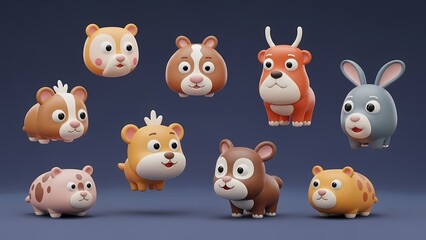 Obraz premium set of funny animals