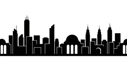 Obraz premium Chicago city skyline silhouette iconic buildings