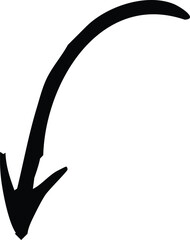 hand-drawn black marker arrow isolated PNG transparent, hand-drawn marker stroke arrows on transparent background.