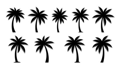 Palm tree silhouette vector collection for tropical branding beach logos and nature design projects