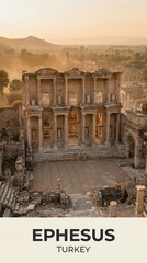 Obraz premium Ephesus Turkey Ancient Roman Ruins City Travel Poster 