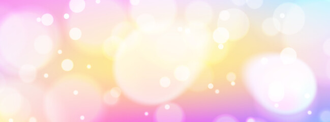 Obraz premium Dreamy dessert background with oversized bokeh and sugary glitter effects. Colorful gradient with candy elements and copy space. Stock vector illustration in sweet style.