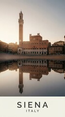 Naklejka premium Siena Italy Piazza del Campo Historic City Travel Poster 