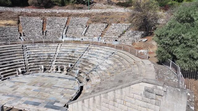 Metropolis ancient city - 4k video of Izmir Torbali Metropolitanis ancient city shot with drone
