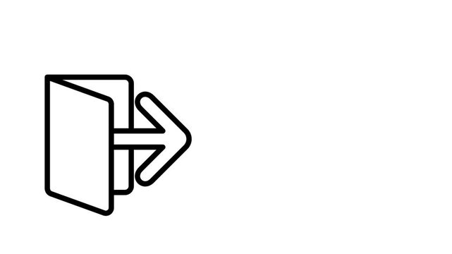 Exit Outline Animation, Looping Animated Clip video Flat Cartoon Icon. 4K Video Transparent Alpha Channel. Editable Animated Icon Transparent Background.