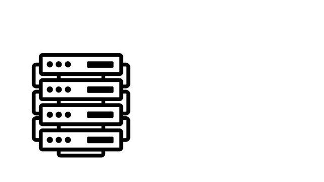 Server Outline Animation, Looping Animated Clip video Flat Cartoon Icon. 4K Video Transparent Alpha Channel. Editable Animated Icon Transparent Background.
