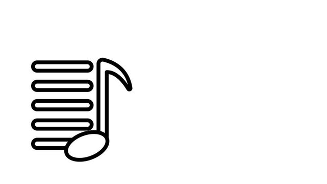 Playlist Outline Animation, Looping Animated Clip video Flat Cartoon Icon. 4K Video Transparent Alpha Channel. Editable Animated Icon Transparent Background.