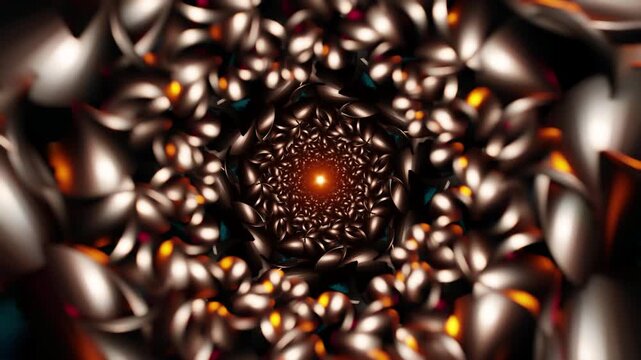 Loop seamless VJ motion background with pulsating kaleidoscopic neon bloom