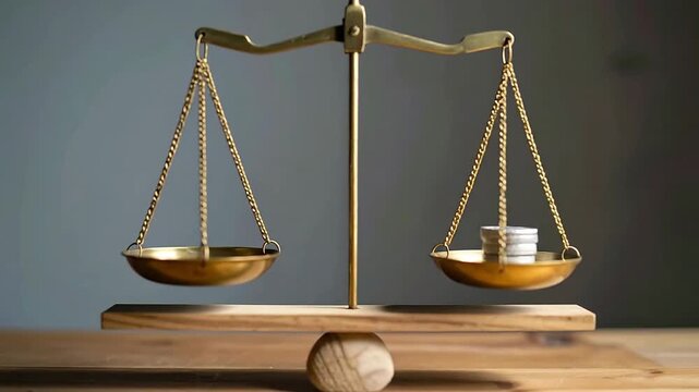 Balanced scales with coins, symbolizing financial equilibrium and fair distribution of resources.