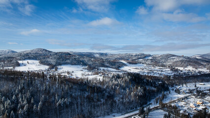 Wisła - Piękna zima - ujęcie lotnicze - ferie zimowe  © BlackMediaHouse