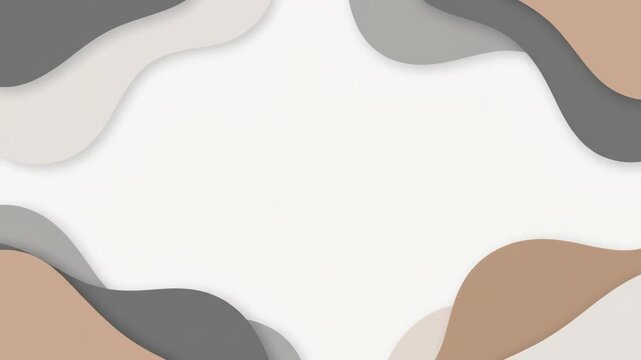 Abstract composition with earthy brown, grey, and white organic layere