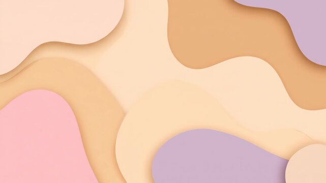 A gentle abstract paper cut design with soft pastel colors blending se