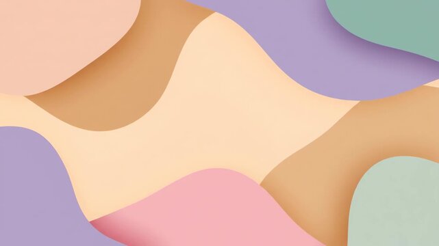 Abstract paper cut artwork in soft shapes and bright pastel colors cre