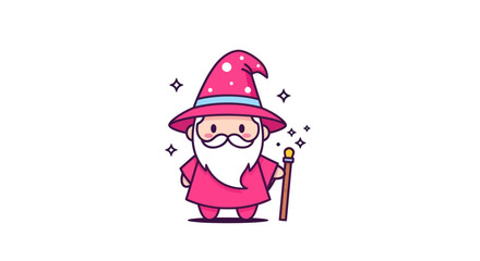 Cartoon wizard illustration in vibrant colors on white background