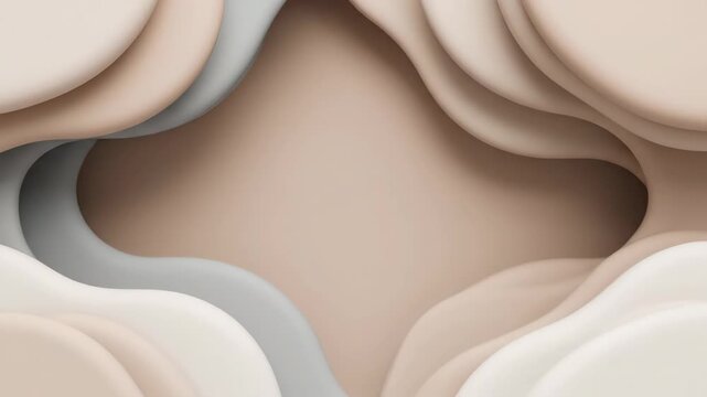 Abstract soft beige and gray layers creating a smooth paper cutout sty