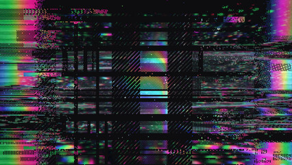 VHS Glitch Screen Effect. Abstract Technology Background