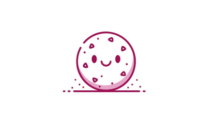 Cartoonish circular illustration with playful face and decorative elements