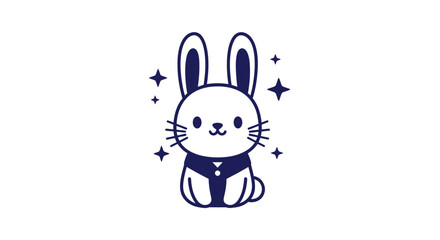 Charming cartoon rabbit illustration with sparkles in vector style