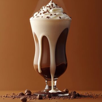 achocolatado, postre, cremas, caf&eacute;, lentes, alimento, bombones, beber, hielo, leche, blanco, delicioso, aislada, bebida, catarro, copa, nata montada, cocktail, bud&iacute;n, espuma, vainilla, yogur, fresco