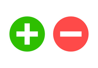 Fototapeta premium Plus and minus sign set. Vector. Right and Wrong