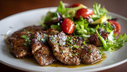 Rotating Plate of Veal Scallopini with Salad