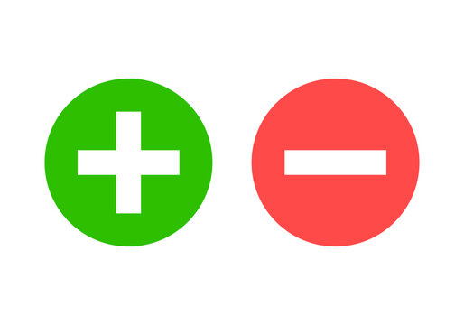 Plus and minus sign set. Vector. Right and Wrong