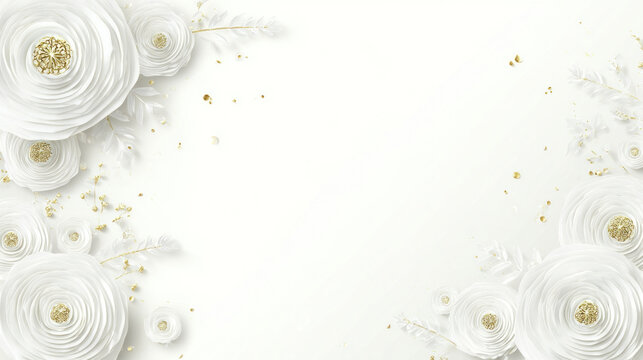 White Floral Backdrop with Gold Accents