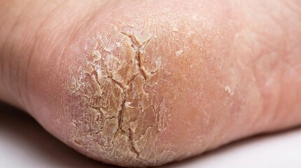 Fototapeta premium Close Up View of Severely Dry and Cracked Heel Skin