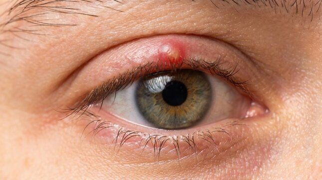 Close Up Of Human Eye With Stye On Eyelid