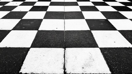 A black and white checkerboard pattern on a flat surface.
