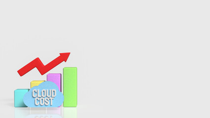 Fototapeta premium Rising Cloud Cost Analysis Concept with Colorful Bar Chart and Arrow 3d render.