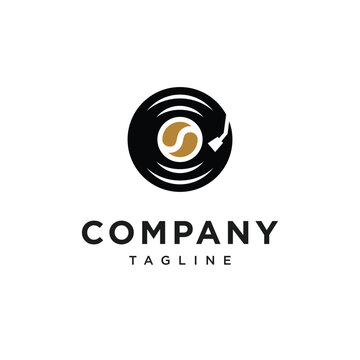 Coffee Bean Record Logo Icon Vector