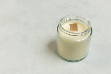 Homemade candle with bamboo wick