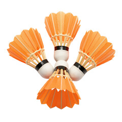 Colorful Speed-Badminton Shuttlecocks with Neon Wings on White Background