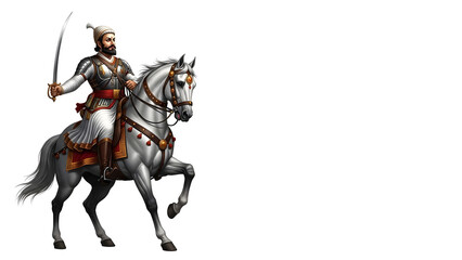 Fototapeta premium Chhatrapati Shivaji Maharaj king horse rider sword warrior leader history royalty tradition culture power bravery legacy portrait