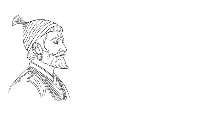 Shivaji Maharaj line art portrait profile history leader warrior king royalty culture tradition power bravery legacy sketch