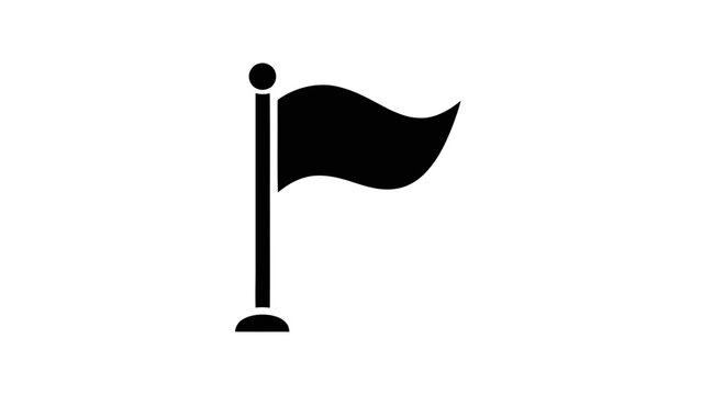 Vector illustration of a black flag icon on a flagpole, representing a goal or destination, on transparent background
