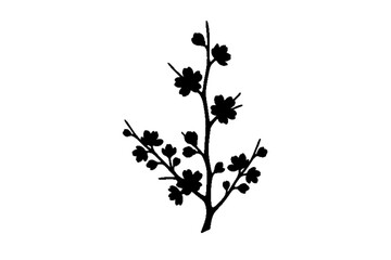 Floral Silhouette: A minimalist, high-contrast silhouette of a blossoming branch, perfect for conveying elegance, natural beauty, and the promise of new beginnings.