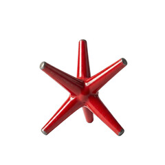 Obraz premium Sharp focus 8k red metal jack (toy), isolated on transparent background. Vintage game aesthetic for retro designs, childhood nostalgia, educational content, toy promotions, and summer fun graphics.