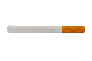 Cigarette with yellow filter isolated on white background with clipping path included