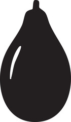 Isolated vector illustration of a pear silhouette on black and white backgrounds featuring abstract cartoon art of a pet animal