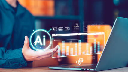 Showcasing artificial intelligence integration in digital analytics, this image is ideal for illustrating AI-powered data insights, business intelligence automation, innovative tech-driven strategies