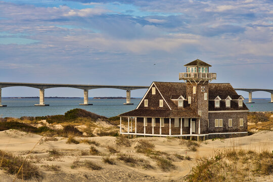 A view of an abandoned house on the beachat the Oregon Inlet Station in Nags head in North carolina USA
