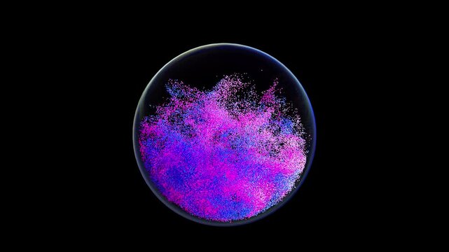 particles appear and move in a spherical shape