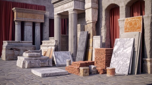 Ancient Roman Architectural Fragments and Building Materials