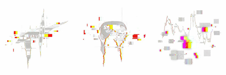 Obraz premium Digital Glitch Effects, Data Corruption Blocks, Signal Noise Art, Cyberpunk Glitches, Video Error Patterns, Tech Malfunction Visuals