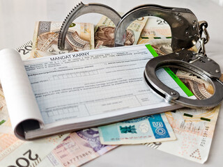 Mandat karny, gotówka, kajdanki © Paweł Ziółkowski