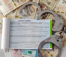 Mandat karny, gotówka, kajdanki © Paweł Ziółkowski