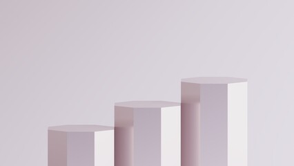 Three podiums of different heights against a soft background, perfect for showcasing a product or concept. The minimalistic design offers a sense of elegance and sophistication.
