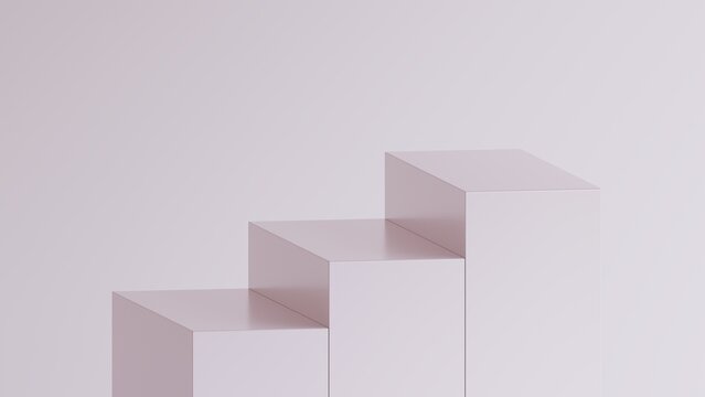 Minimalist three-step structure in soft light, symbolizing growth